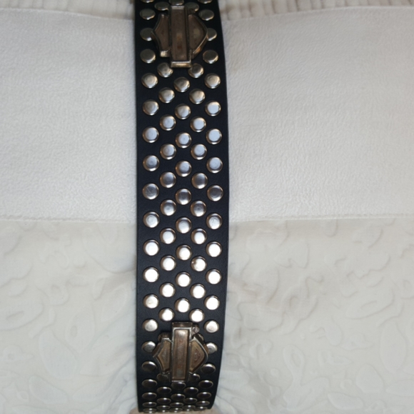 HARLEY-DAVIDSON ♡ Sweet Vintage Black Leather Belt w/Metal H-D B&S \'n Grommets S main image 12